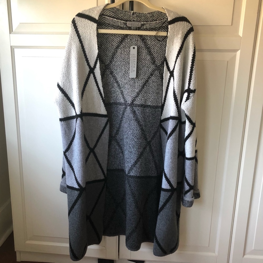 Geometric color block sweater cardigan